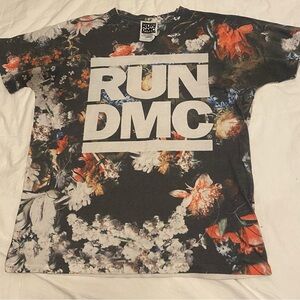 RUN DMC Floral Graphic Tee - Black and Red